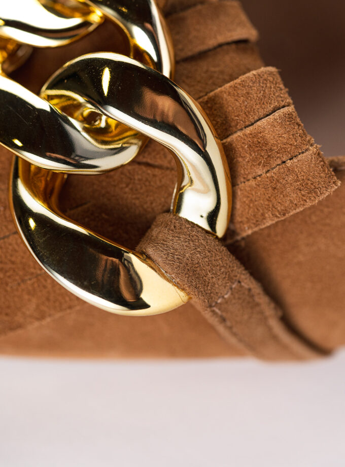 Mocasines Tacón Ancho Camel de Ante - Hechos en España | Ysbel