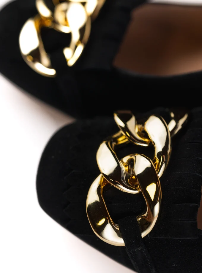 Mocasines Tacón Ancho Negros de Ante - Hechos en España | Ysbel