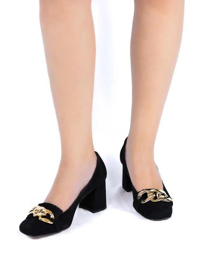 Mocasines Tacón Ancho Negros de Ante - Hechos en España | Ysbel