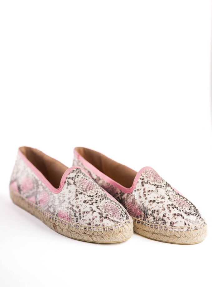 <b>Alpargatas planas slippers Cristina</br></b> Serpiente Rosa
