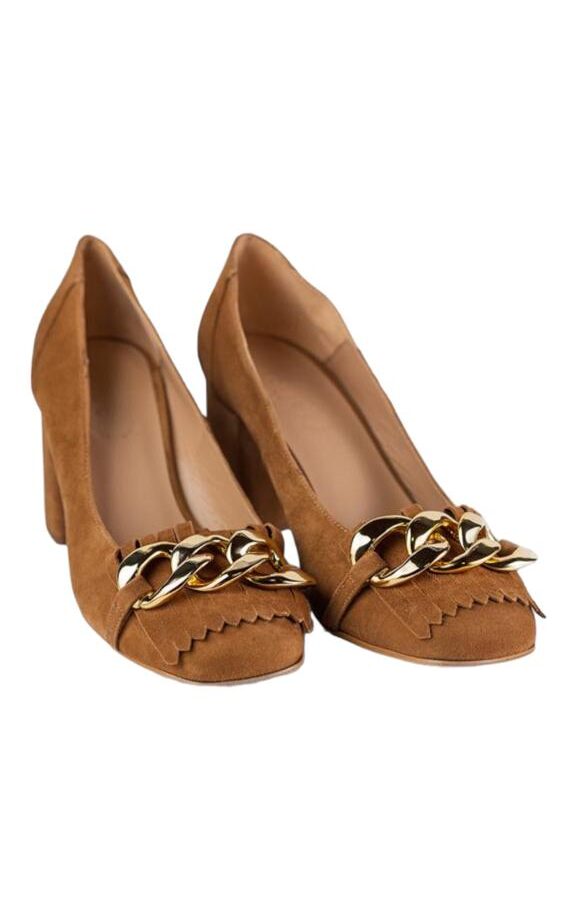 Mocasines Tacón Ancho Camel de Ante - Hechos en España | Ysbel