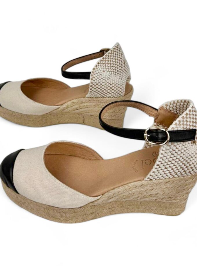 <b>Alpargatas de cuña Grace</br></b> Beige y negro