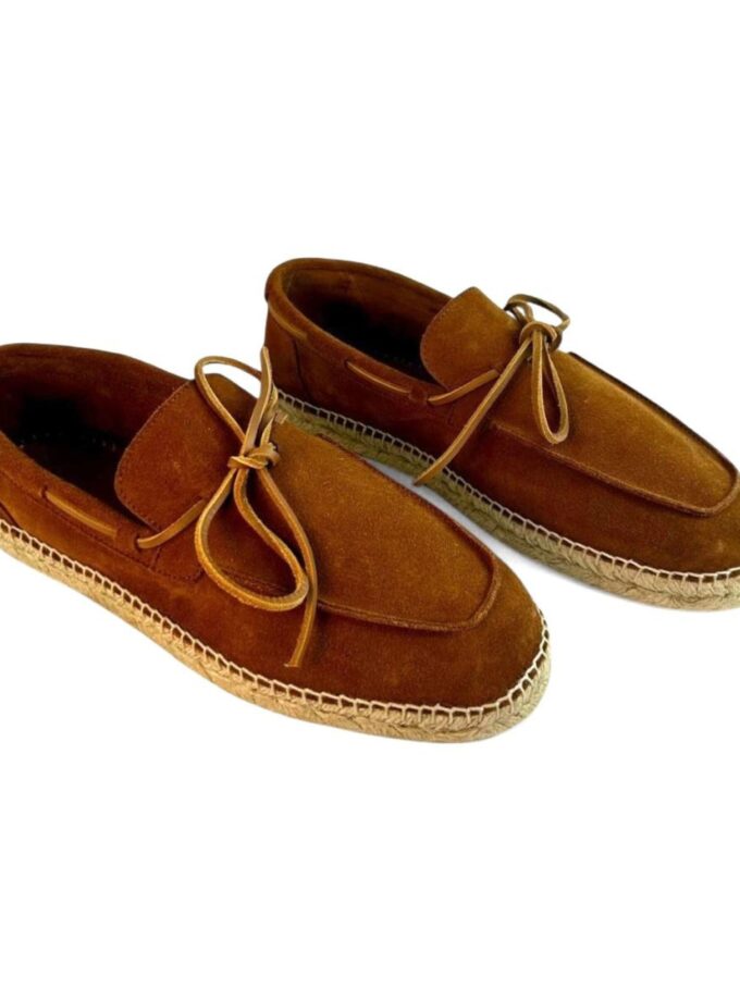 <b>Alpargatas náuticas de piel para hombre Carlos</br></b> Color brandy