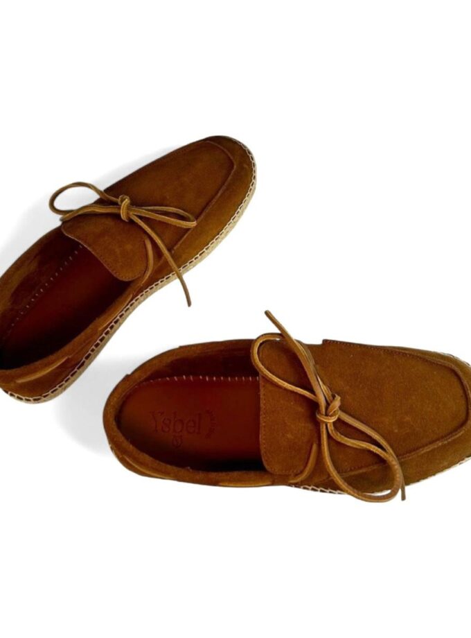 <b>Alpargatas náuticas de piel para hombre Carlos</br></b> Color brandy